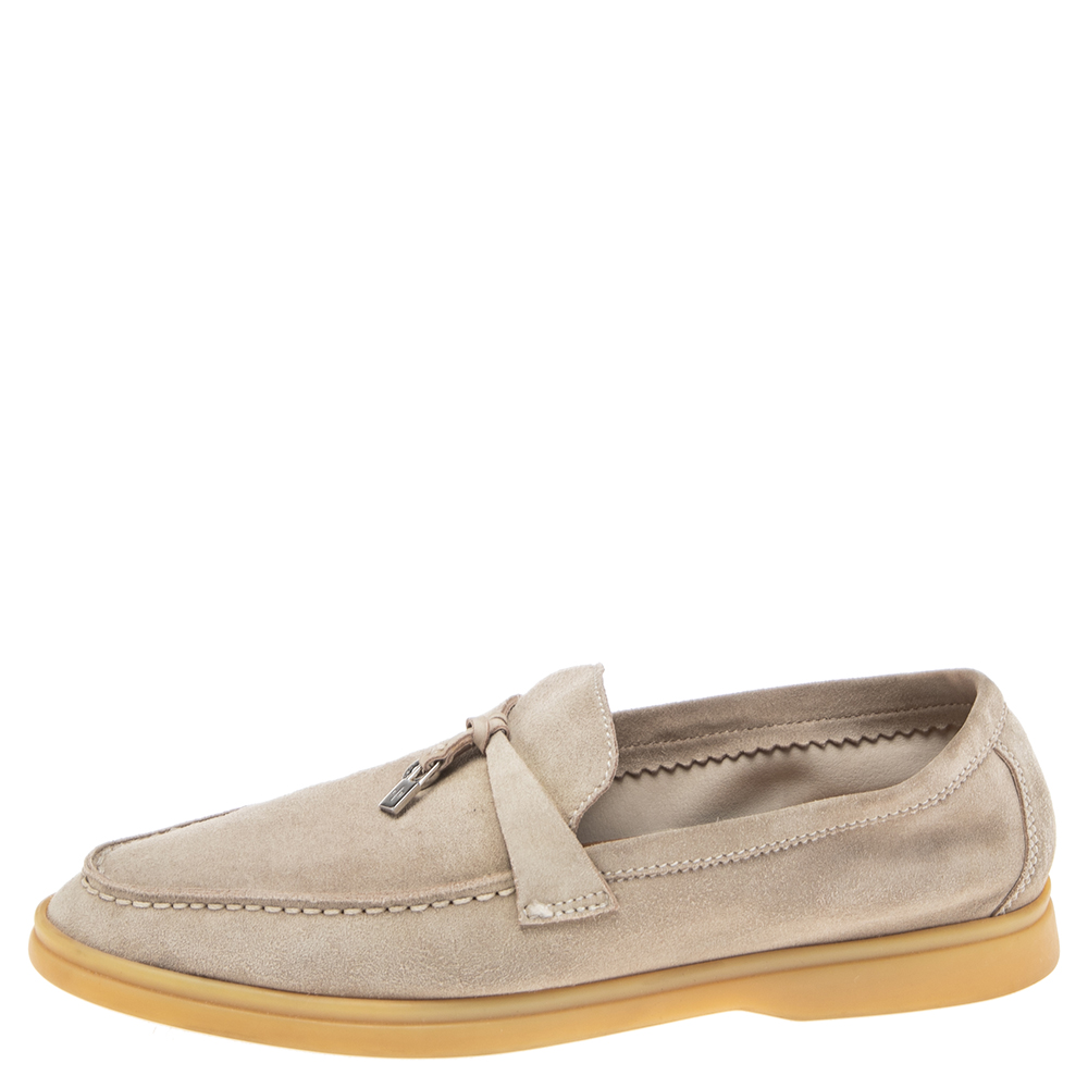 

Loro Piana Grey Suede Summer Charms Walk Slip On Loafers Size