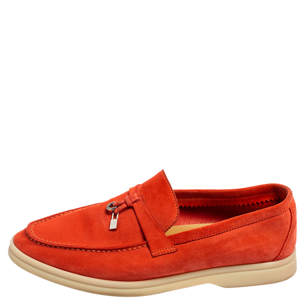 

Loro Piana Orange Suede Summer Charms Walk Loafers Size