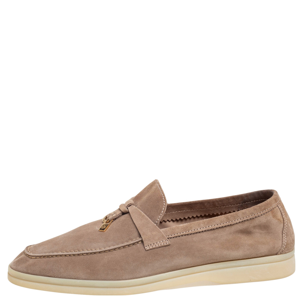 

Loro Piana Brown Suede Summer Charms Walk Loafers Size, Beige