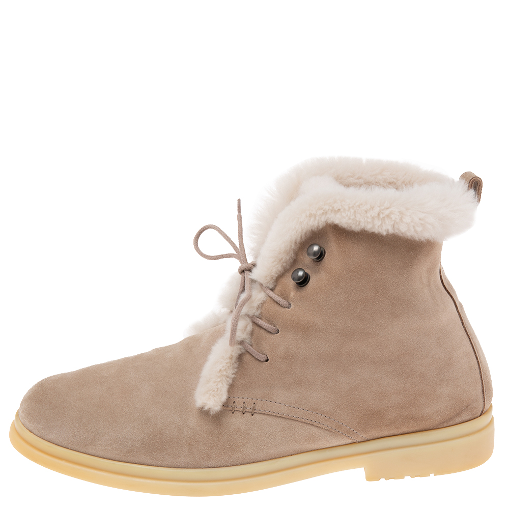 

Loro Piana Beige Suede And Fur Open Walk Ankle Boots Size