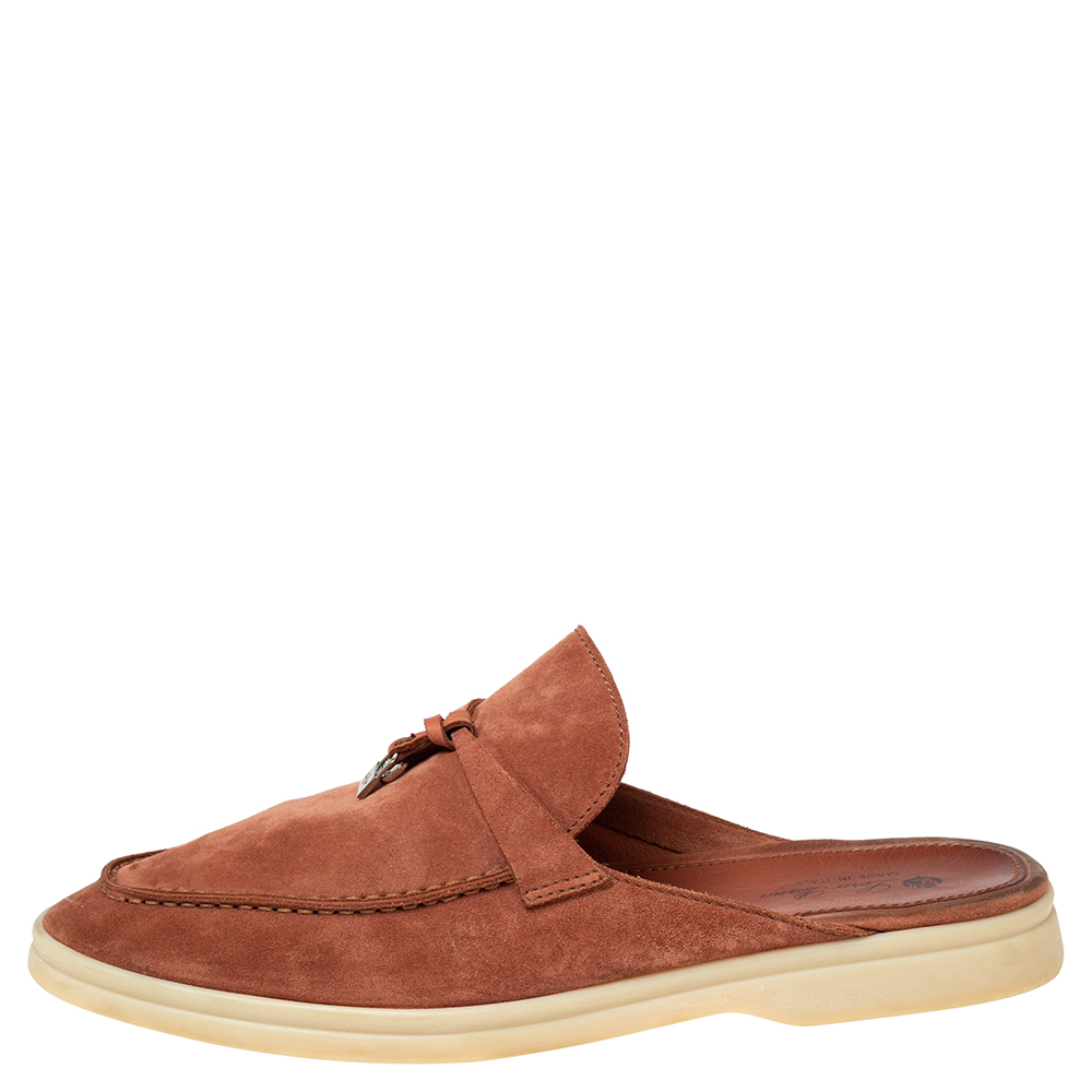 

Loro Piana Brown Suede Babouche Charms Flat Mules Size