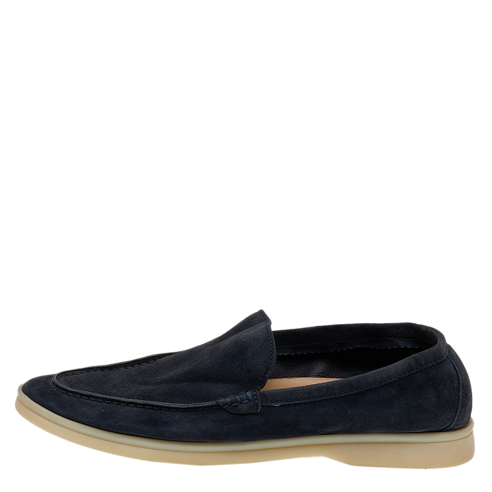 

Loro Piana Navy Blue Suede Summer Walk Loafers Size
