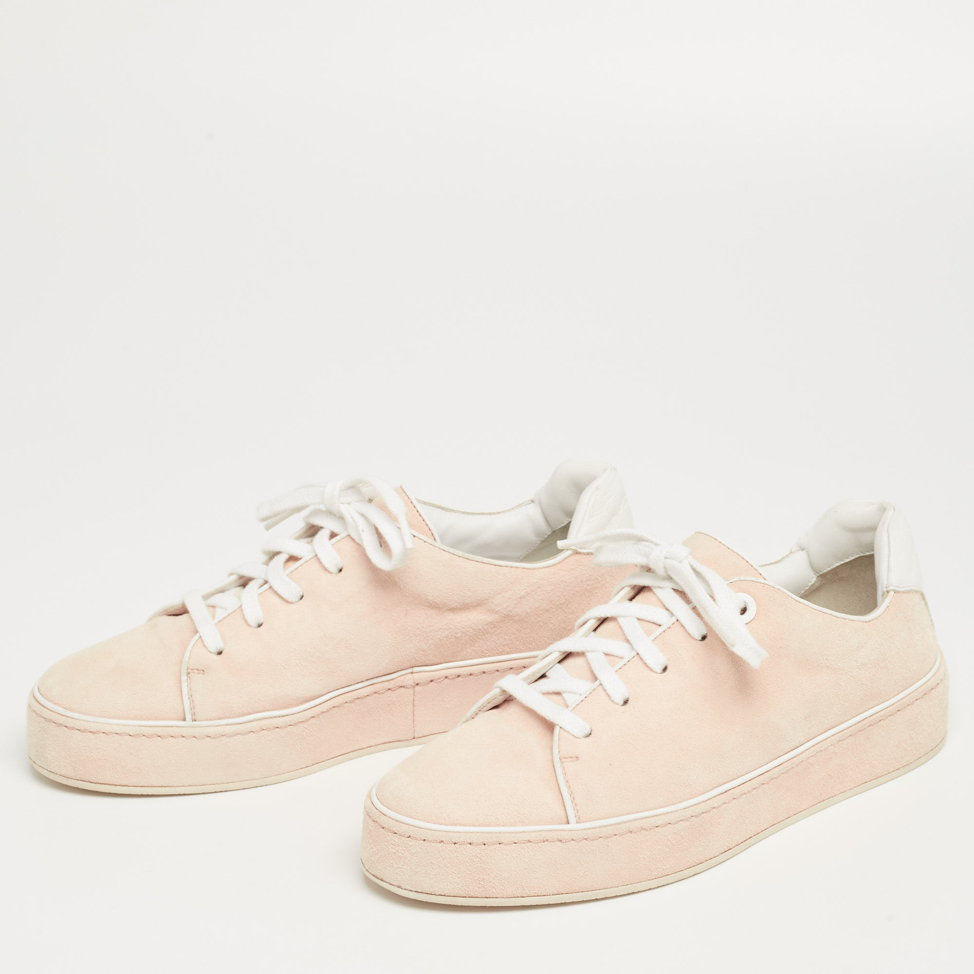 

Loro Piana Cream/White Suede And Leather Low Top Sneakers Size