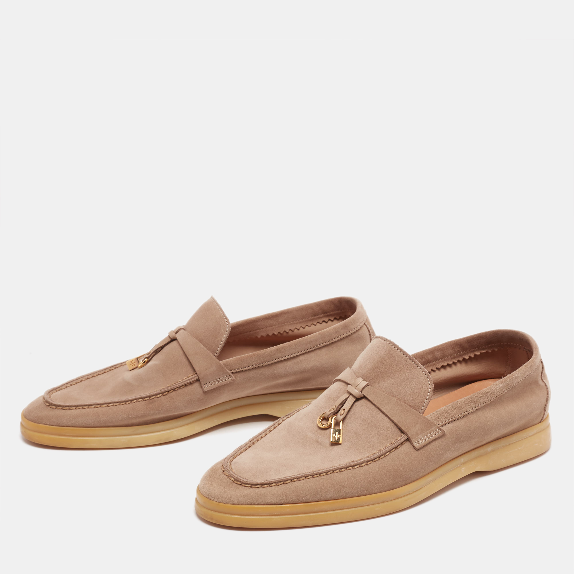 

Loro Piana Beige Suede Summer Walk Charm Slip-On Loafers Size