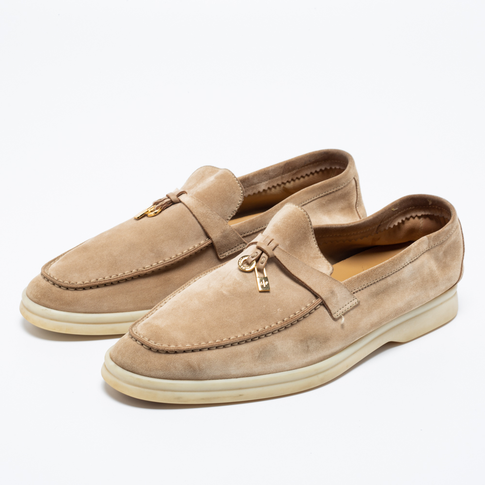 

Loro Piana Beige Suede Summer Charms Walk Slip-On Loafers Size