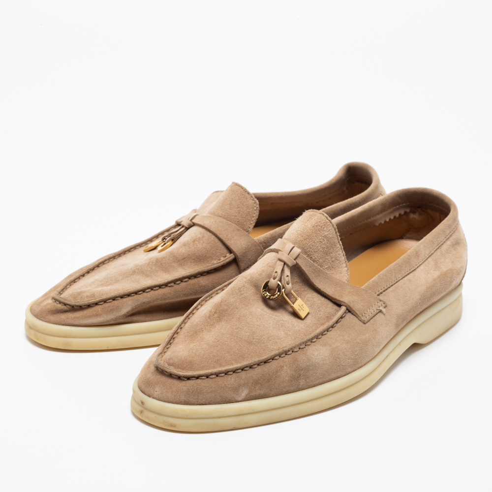 

Loro Piana Beige Suede Summer Charms Walk Loafers Size