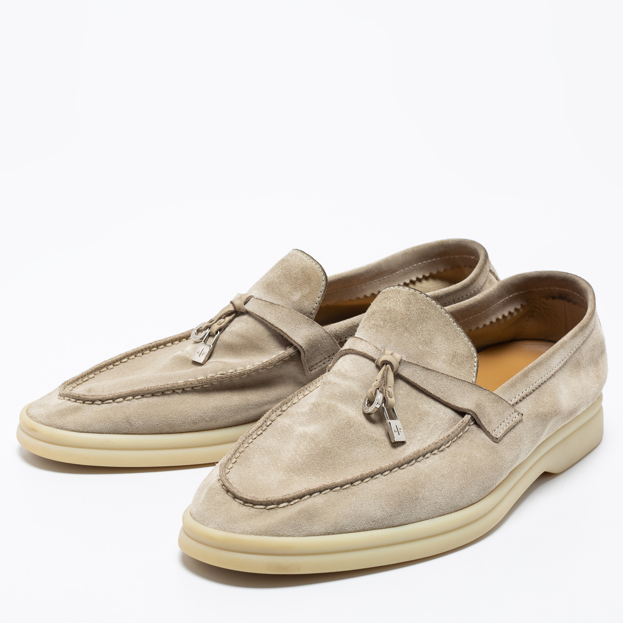 

Loro Piana Grey Suede Summer Charms Walk Slip on Loafers Size