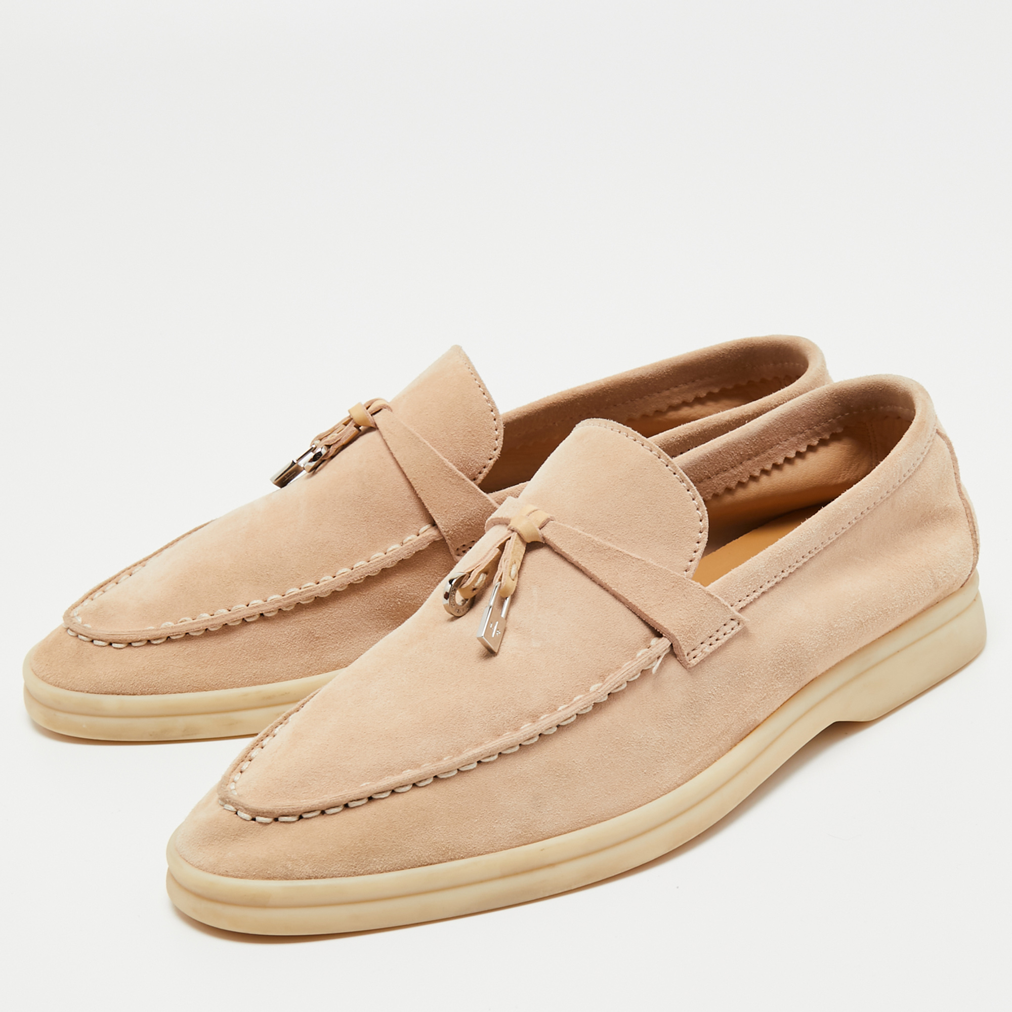 

Loro Piana Beige Suede Summer Charms Slip on Loafers Size