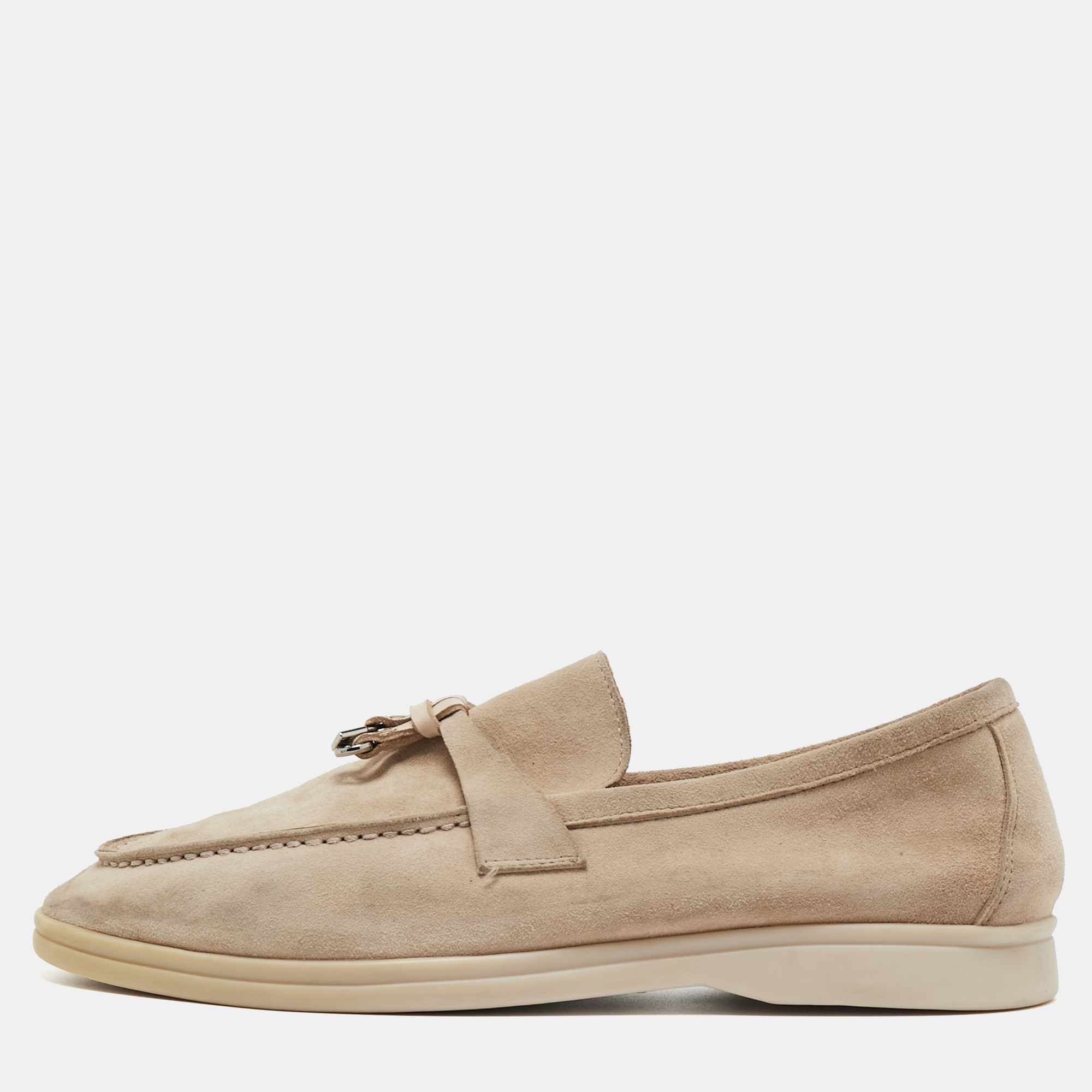 Pre Owned Loro Piana Beige Suede Summer Charms Walk Loafers Size 40