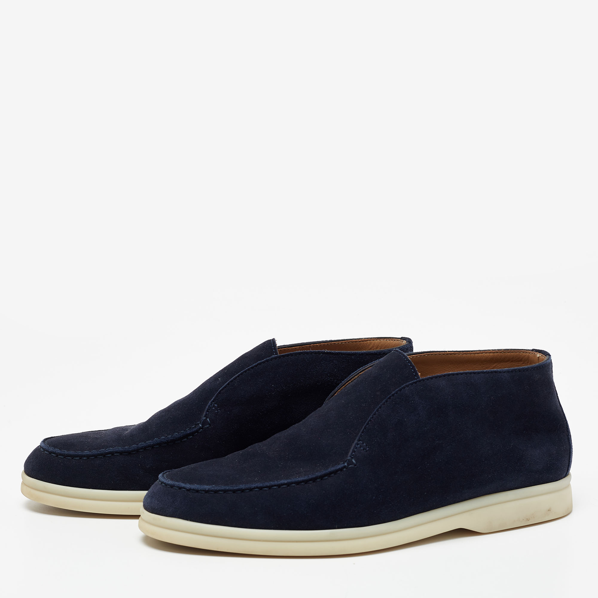 

Loro Piana Navy Blue Suede Open Walk Ankle Boots Size