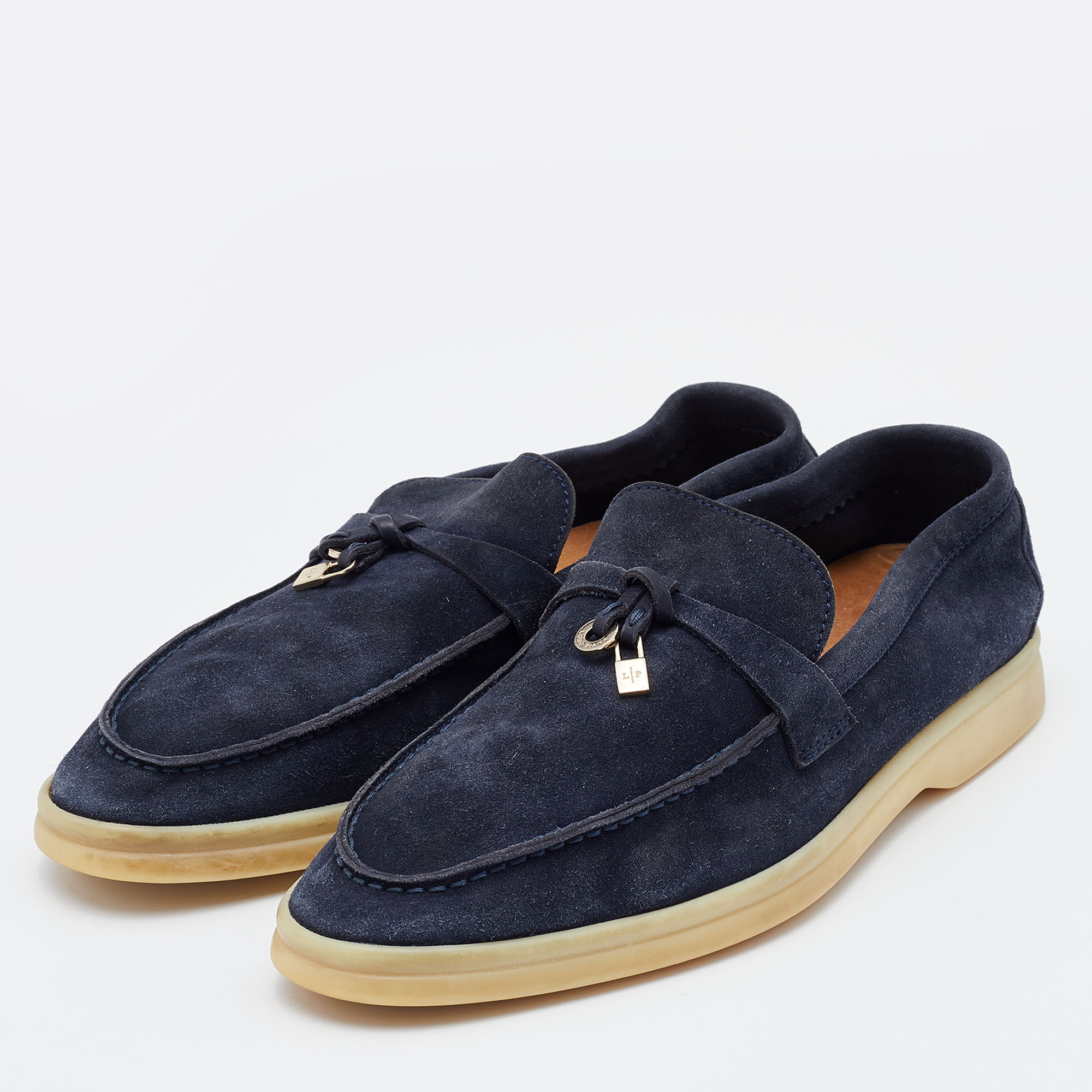 

Loro Piana Blue Suede Summer Charms Walk Loafers Size