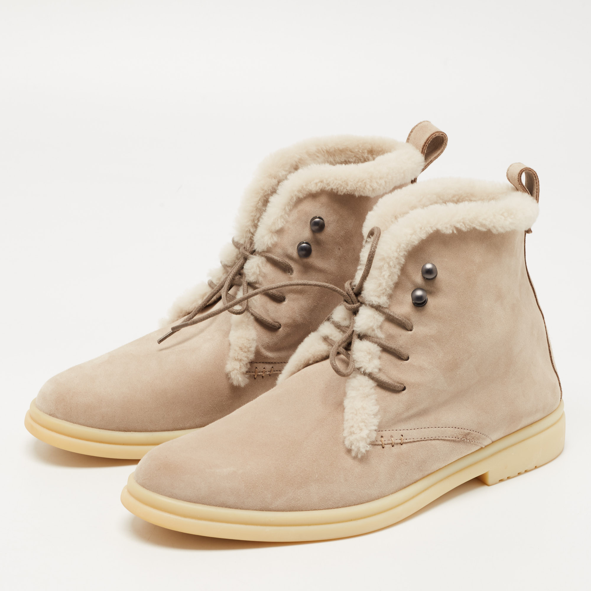 

Loro Piana Grey Suede and Fur Open walk Ankle Boots Size
