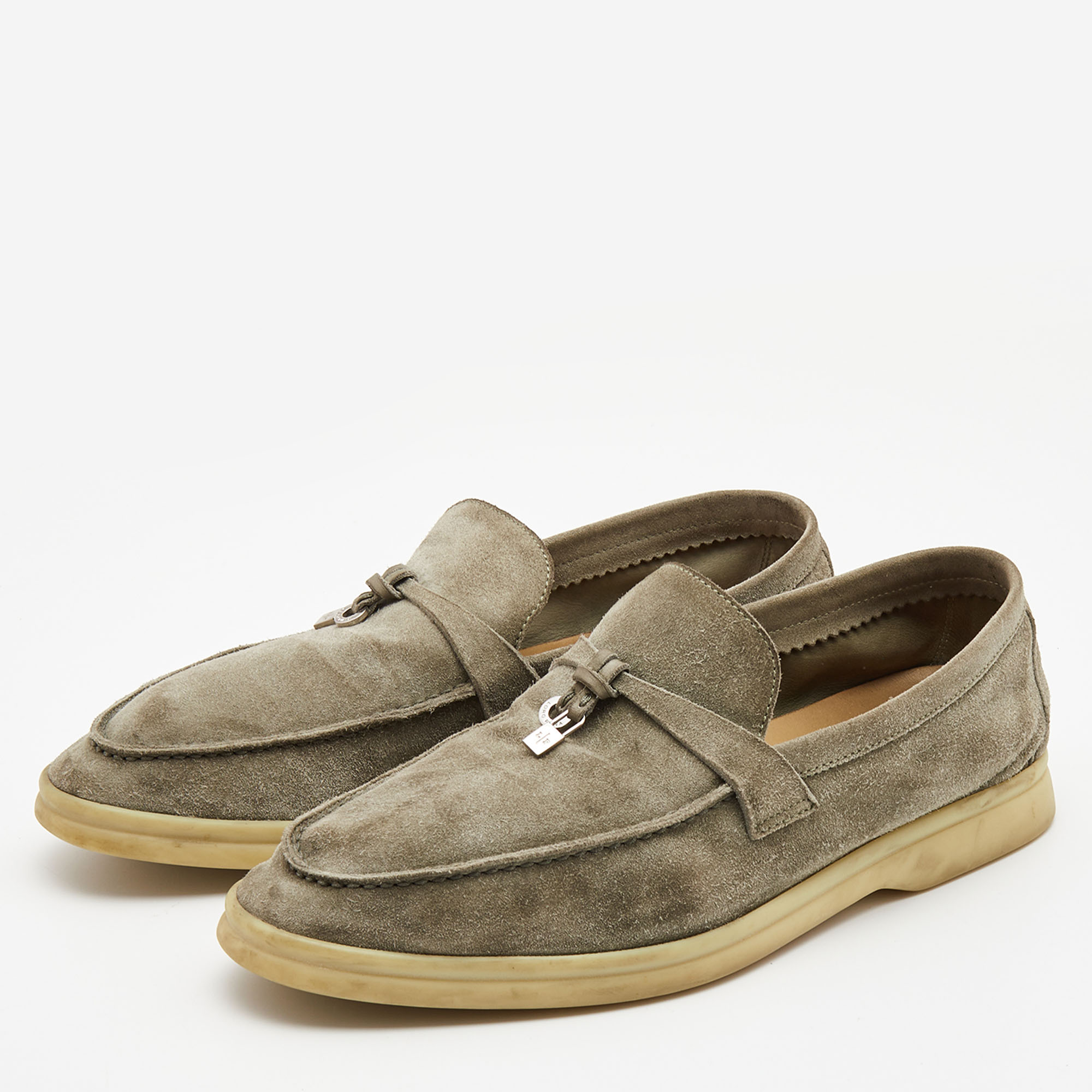 

Loro Piana Grey Suede Summer Charms Walk Loafers Size