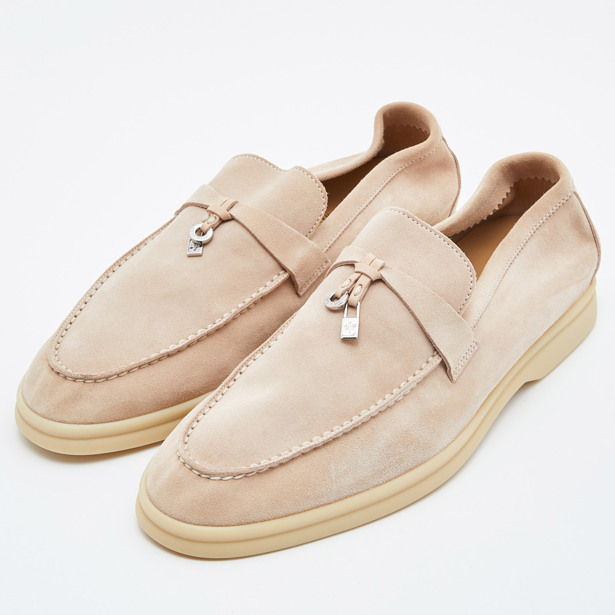 

Loro Piana Pink Suede Summer Charms Walk Slip On Loafers Size