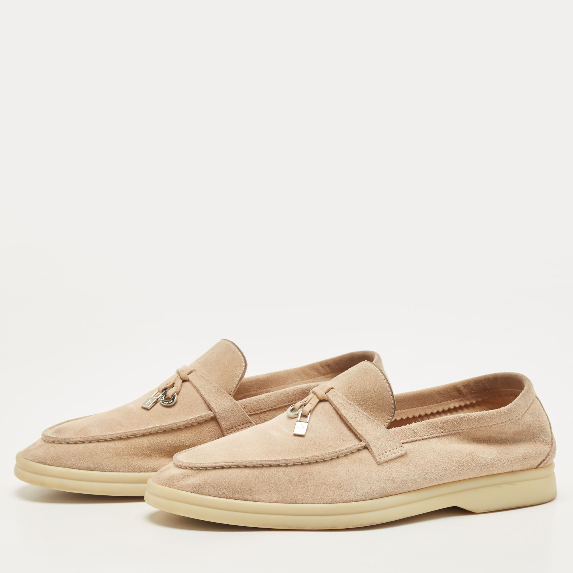 

Loro Piana Pink Suede Summer Charms Walk Loafers Size