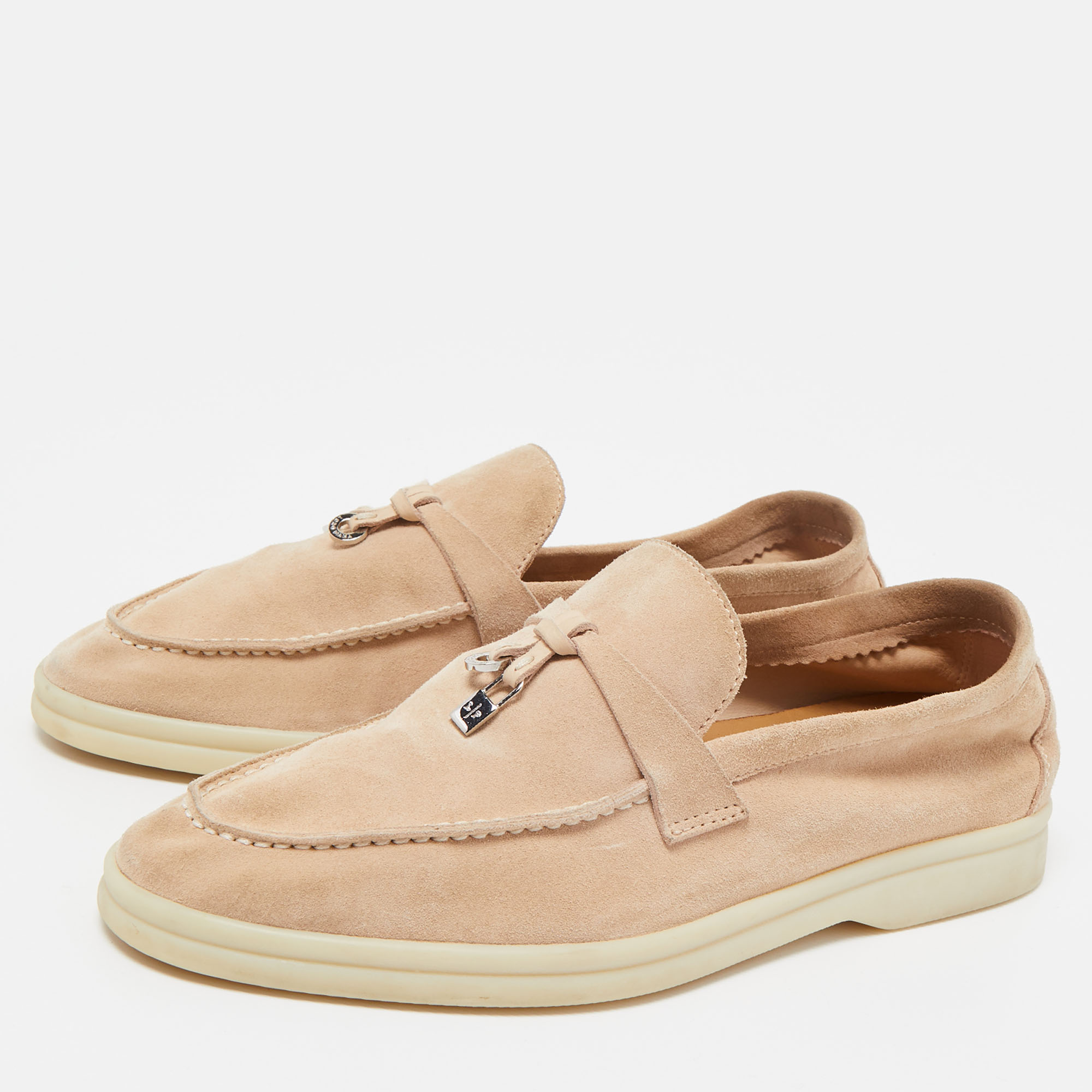 

Loro Piana Beige Suede Summer Charms Walk Slip On Loafers Size