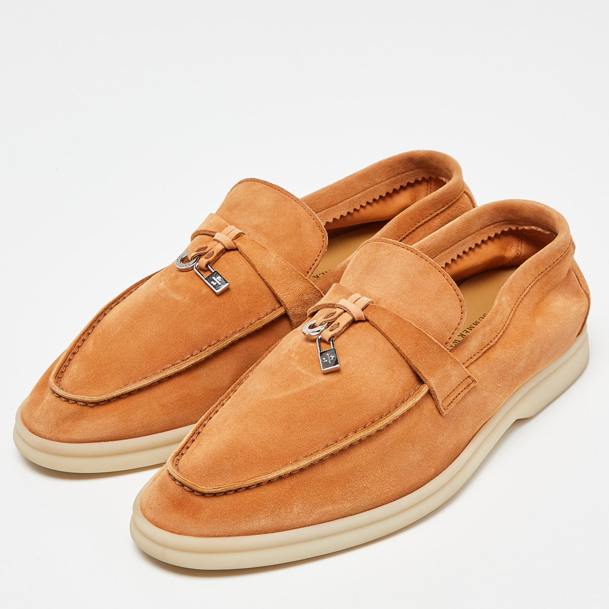 

Loro Piana Orange Suede Summer Charms Walk Loafers Size