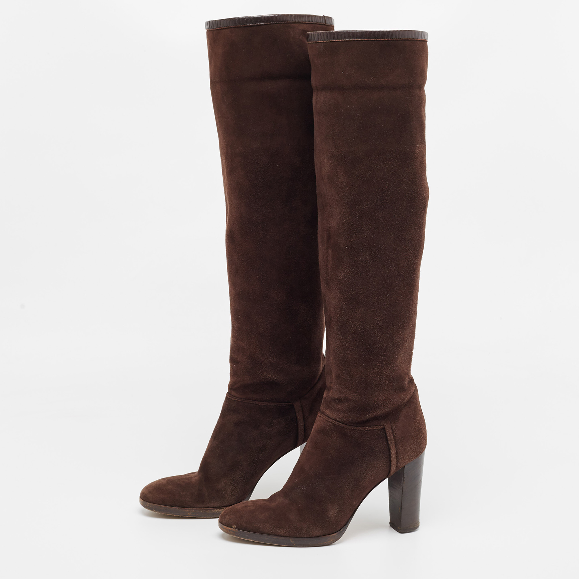 

Loro Piana Brown Suede And Leather Knee Length Boots Size