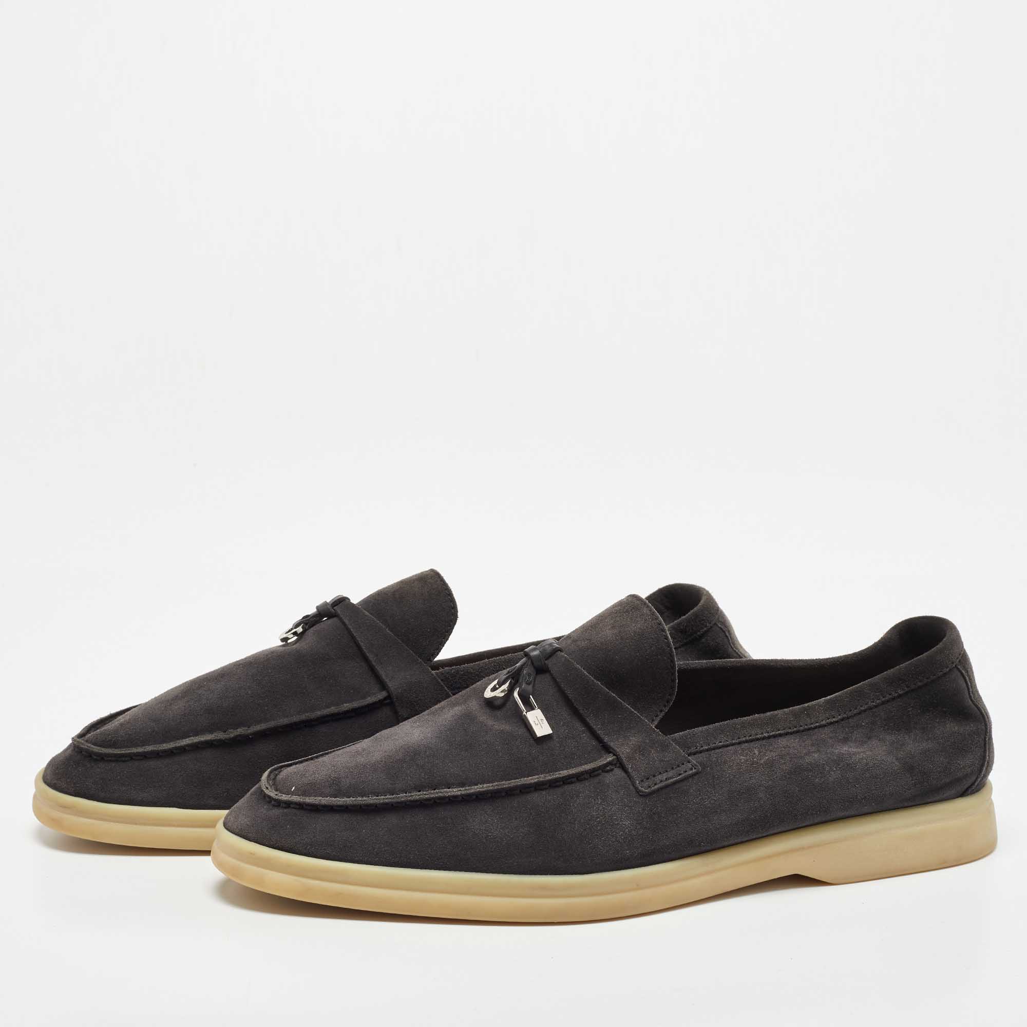 

Loro Piana Navy Blue Suede Summer Charms Walk Loafers Size