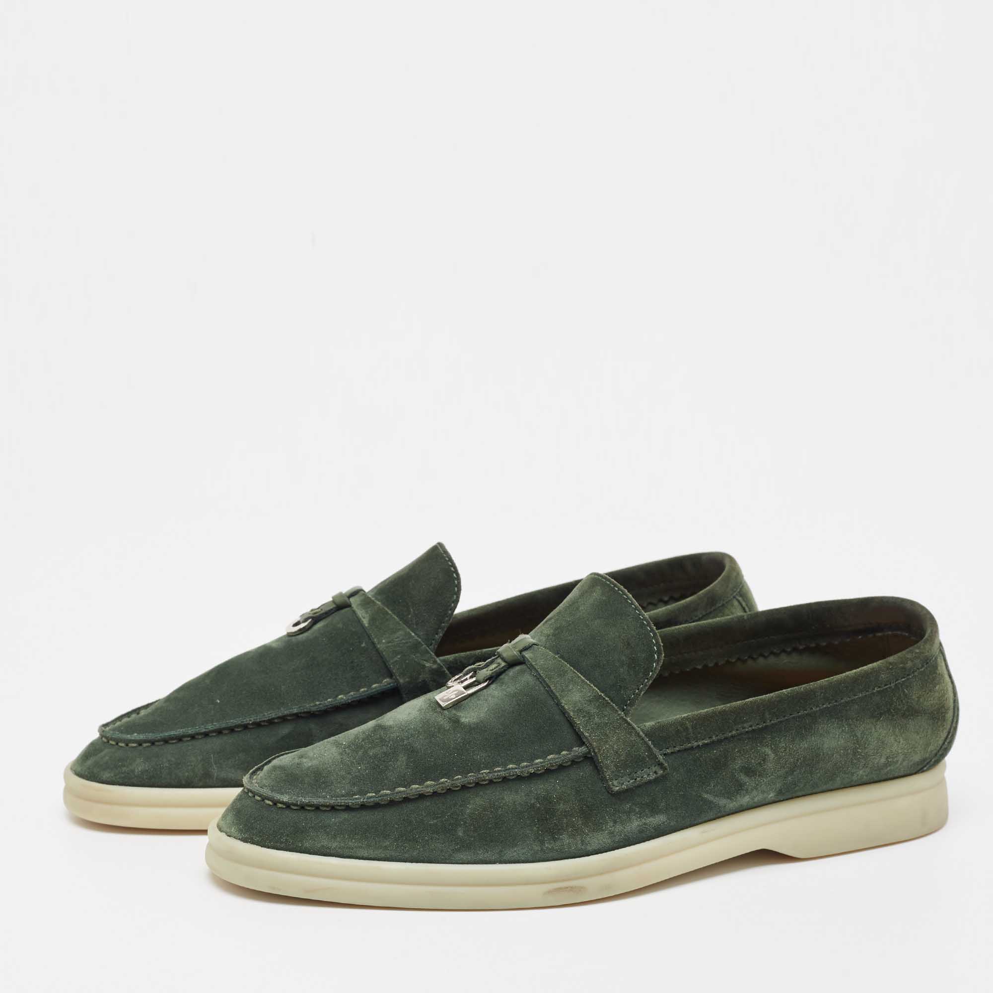 

Loro Piana Green Suede Summer Charms Walk Loafers Size