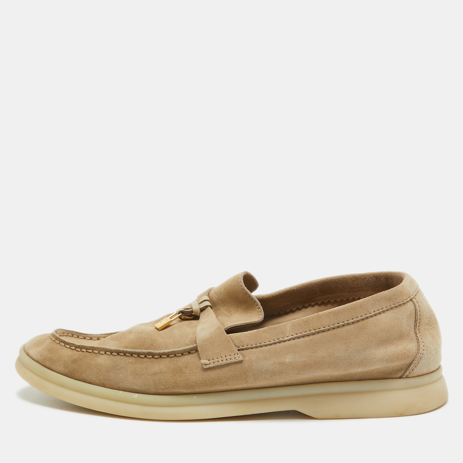 Loro Piana Beige Suede Summer Charms Walk  Loafers Size 38