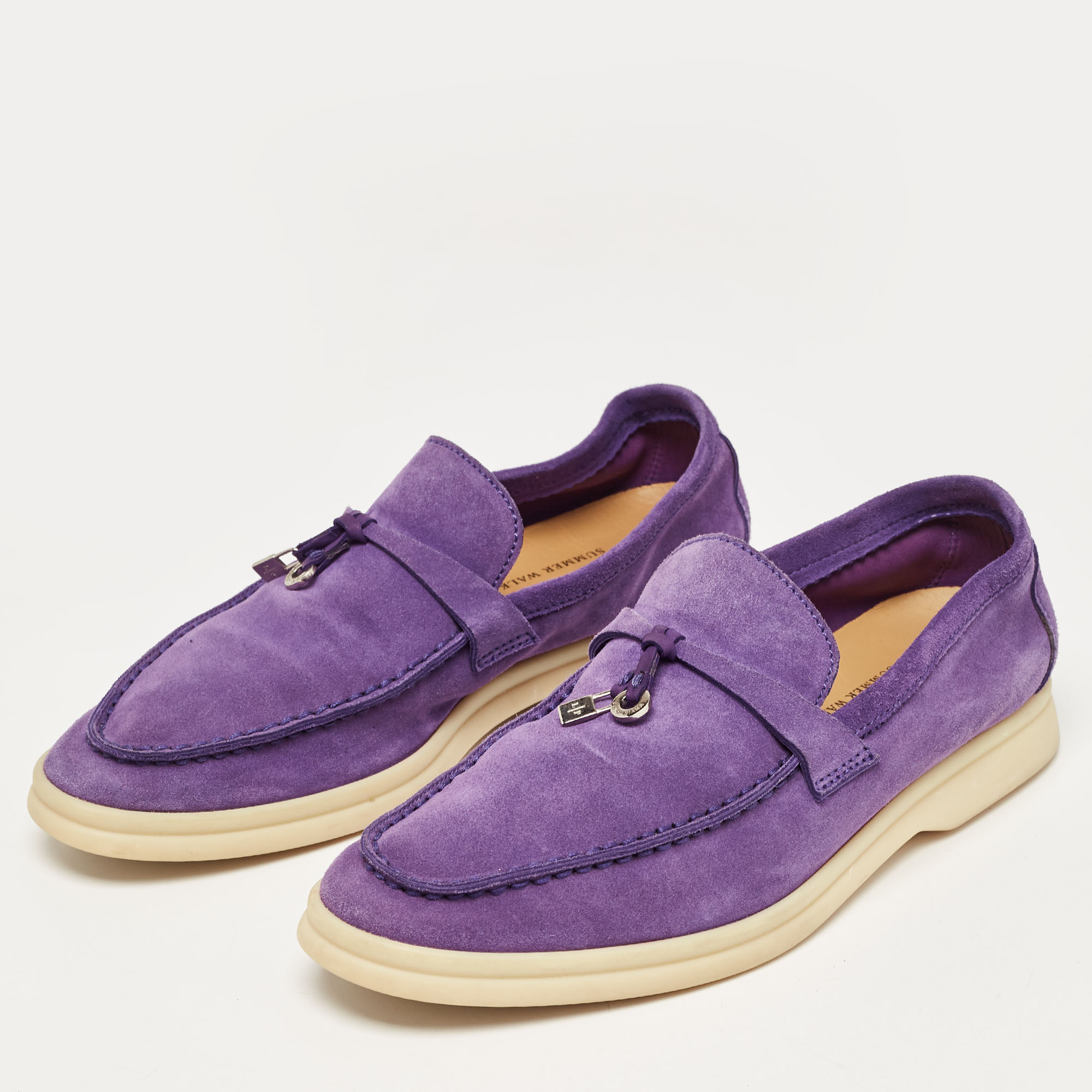 

Loro Piana Purple Suede Summer Charms Walk Loafers Size