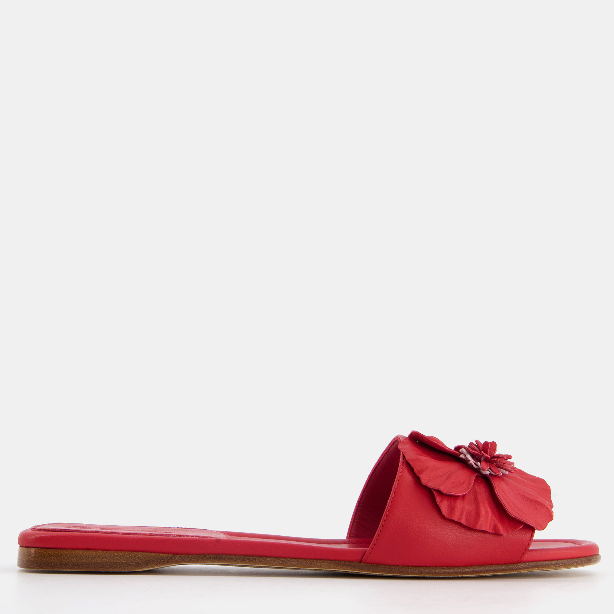 

Loro Piana Red Leather Sandals with Flower Detailing EU