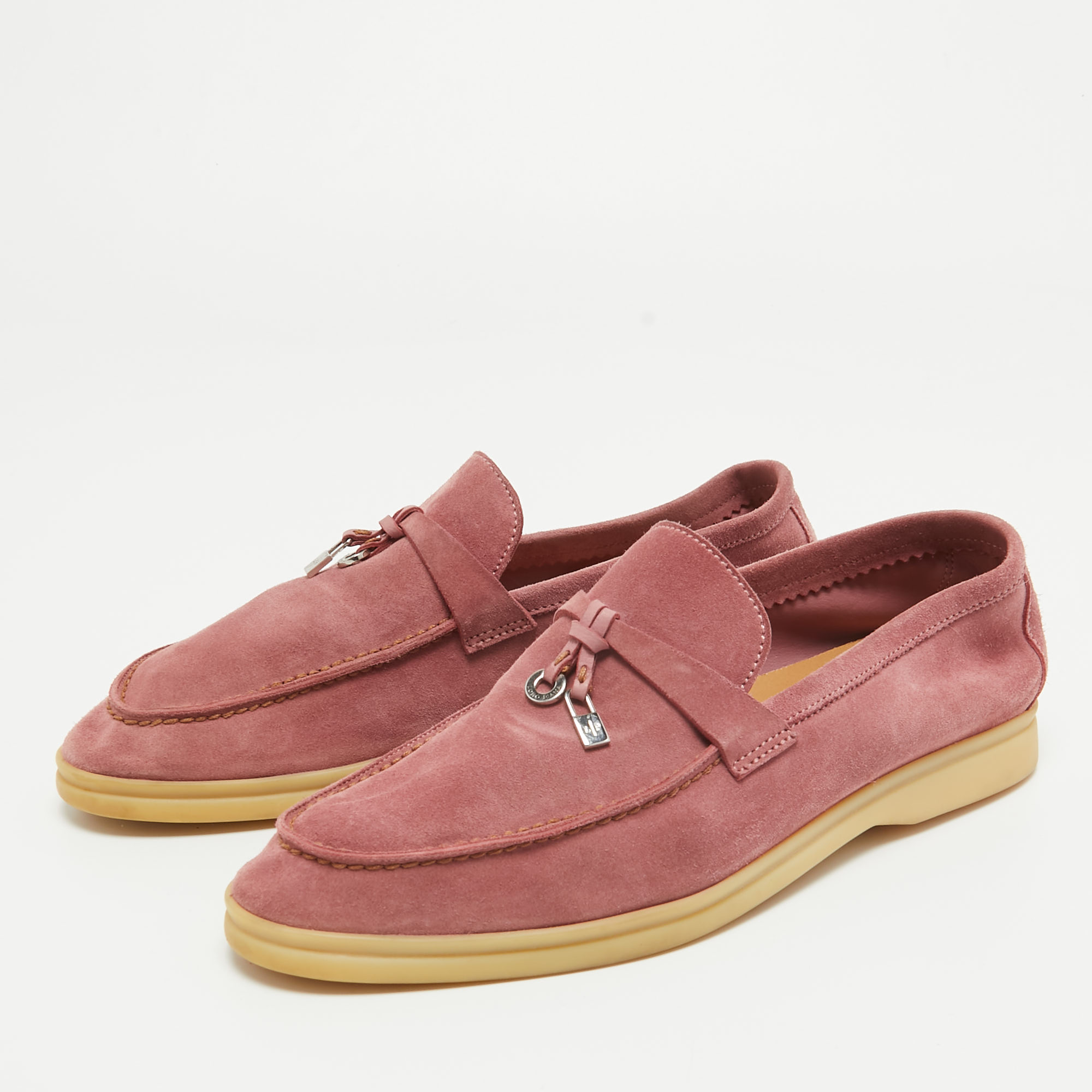 

Loro Piana Pink Suede Summer Charms Walk Loafers Size
