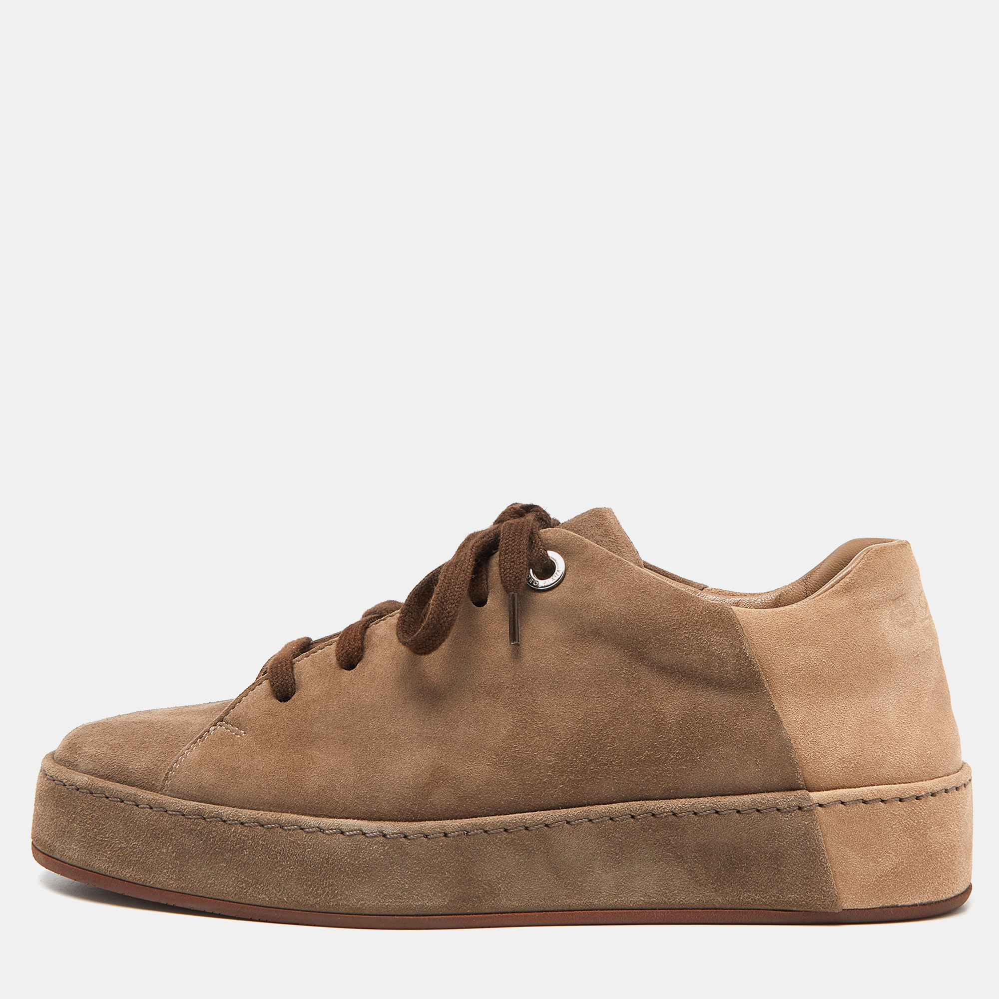 

Loro Piana Two Tone Brown Suede Nuages Low Top Sneakers Size