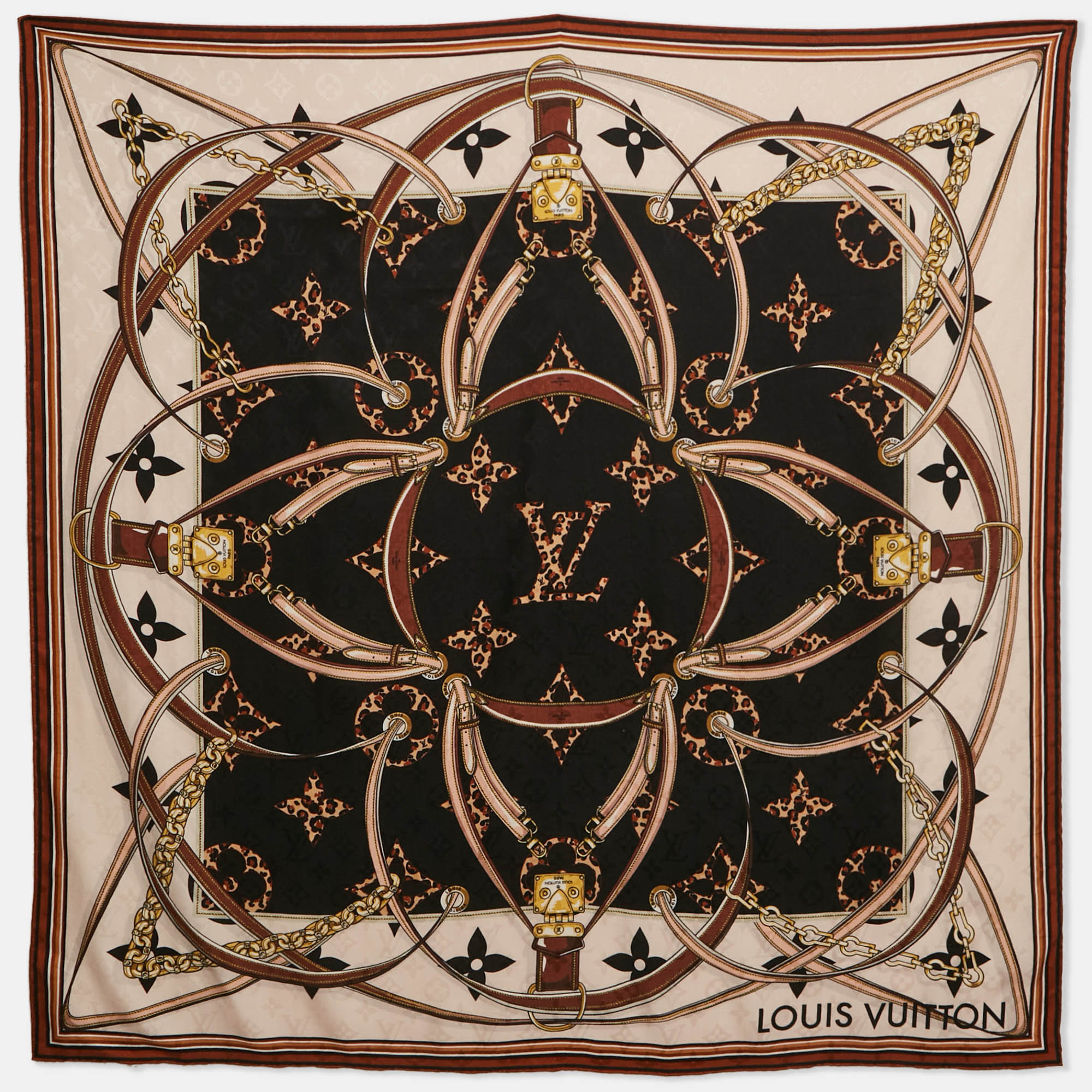 

Louis Vuitton Brown Silk Blend Chal Wild at Heart My Everything Scarf