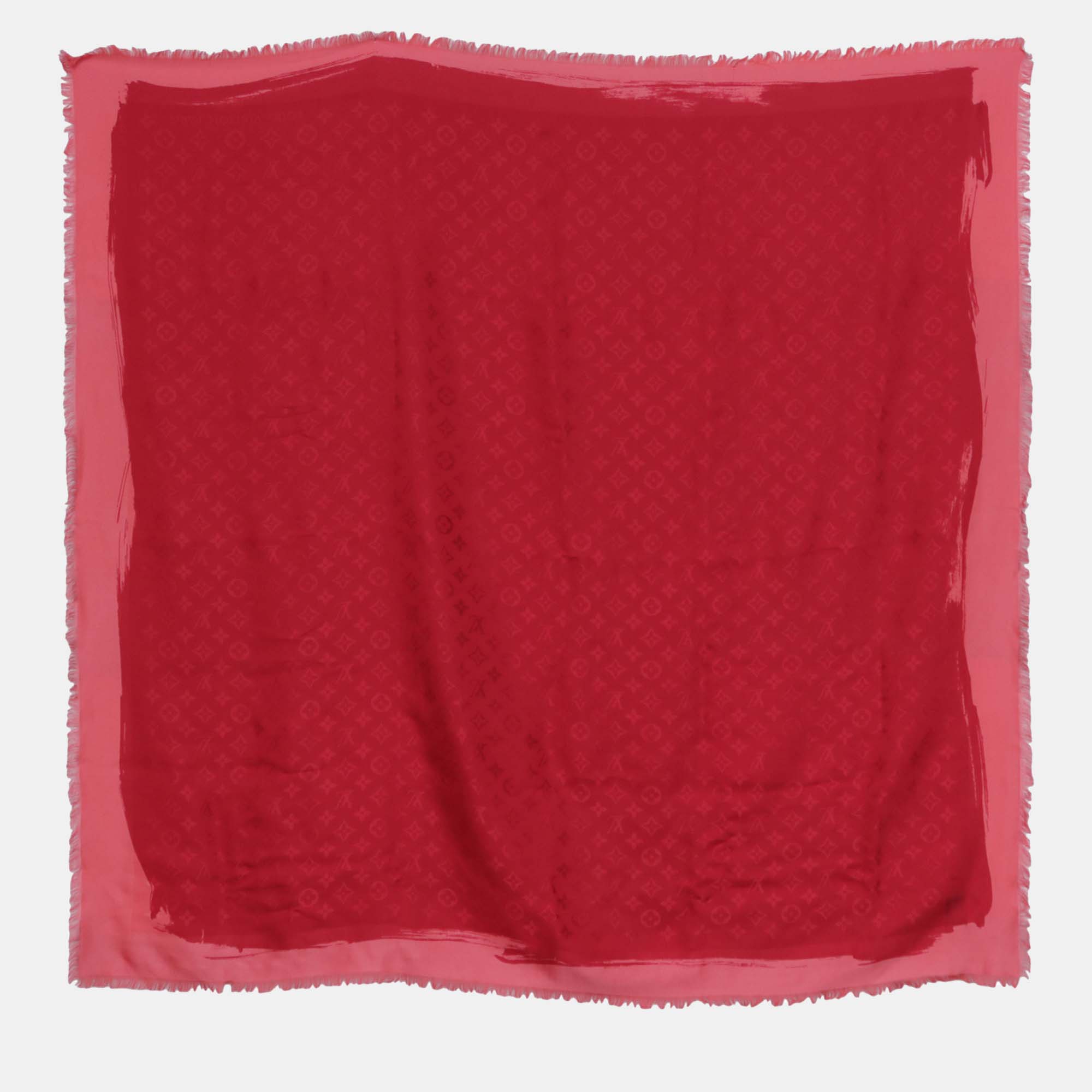 

Louis Vuitton Red Silk Wool Monogram Scarf
