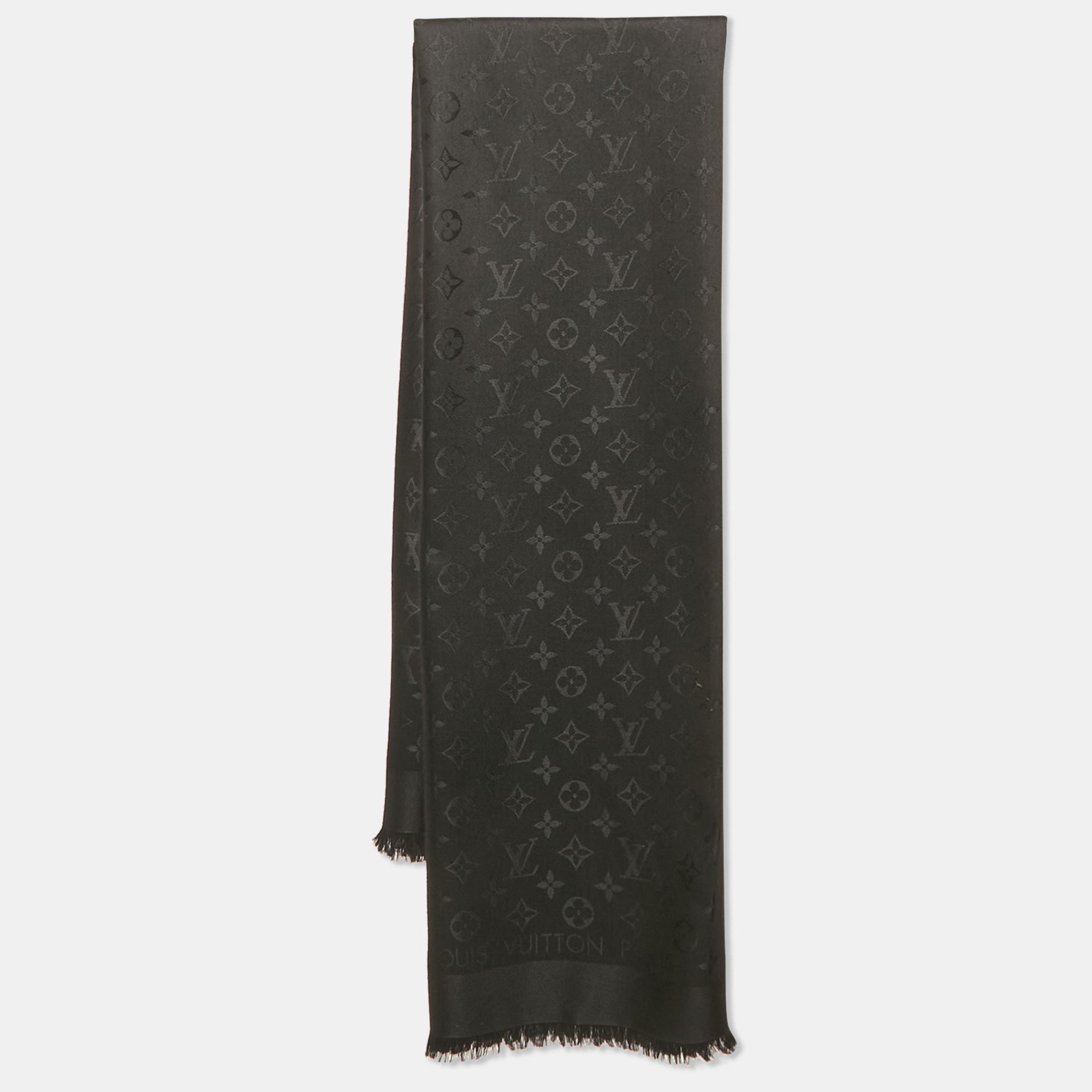 

Louis Vuitton Black Silk & Wool Monogram Classic Shawl