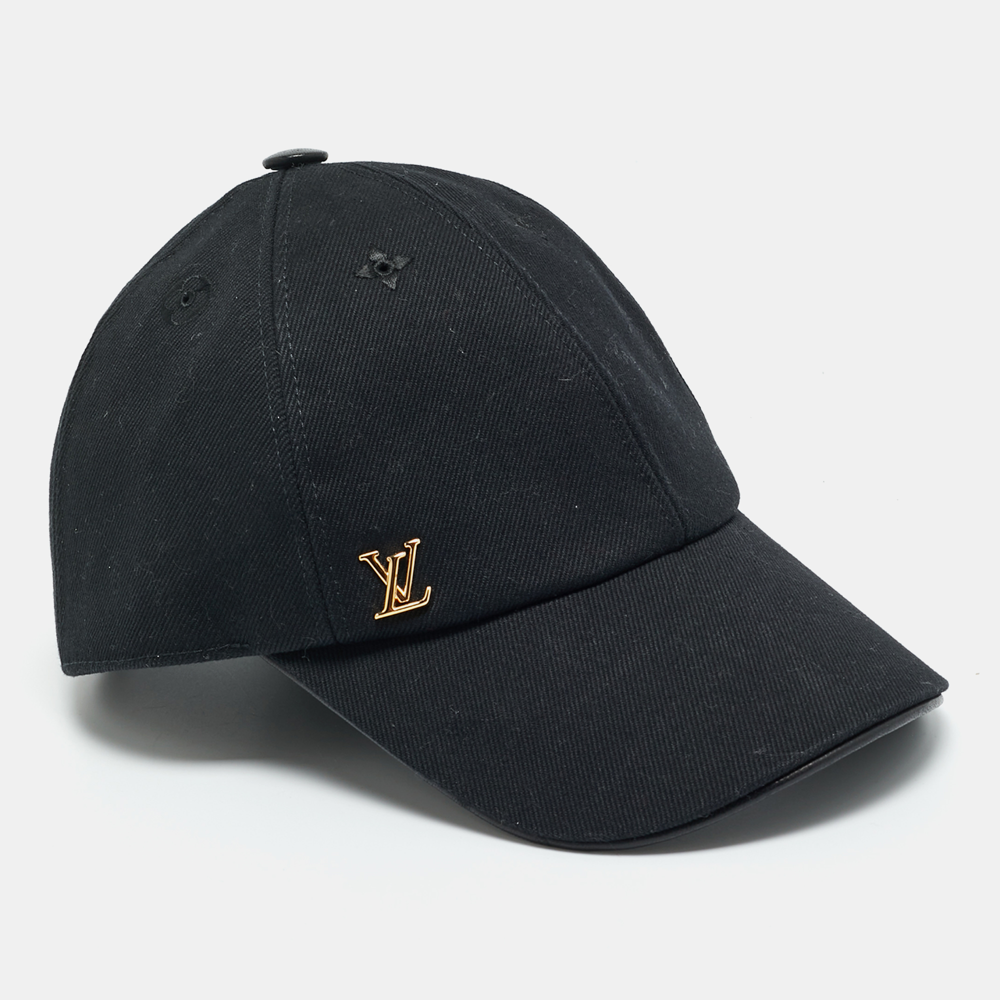 Pre-owned Louis Vuitton Black Cotton Lv Iconic Cap M