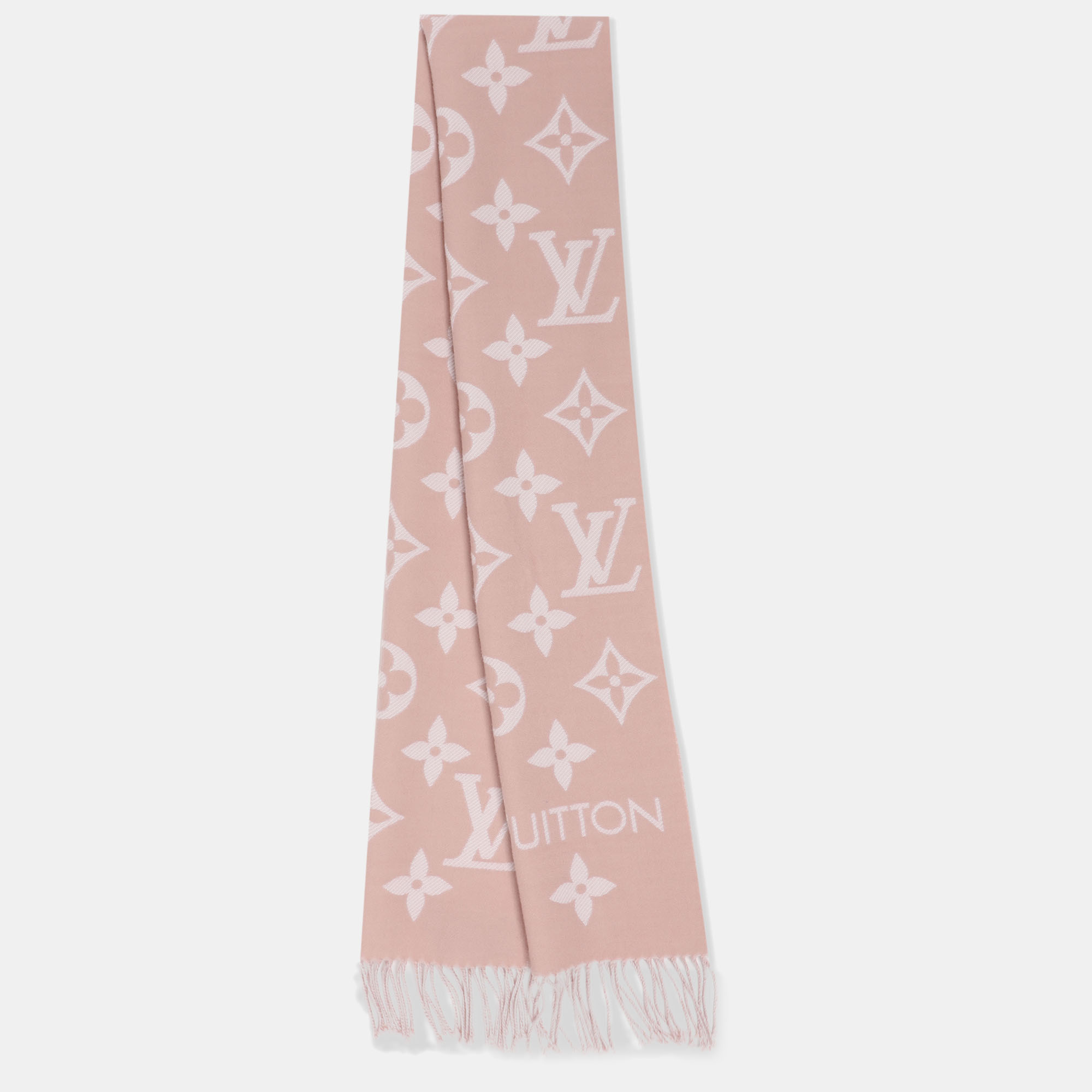 

Louis Vuitton Pink/Off White Monogram Wool Scarf