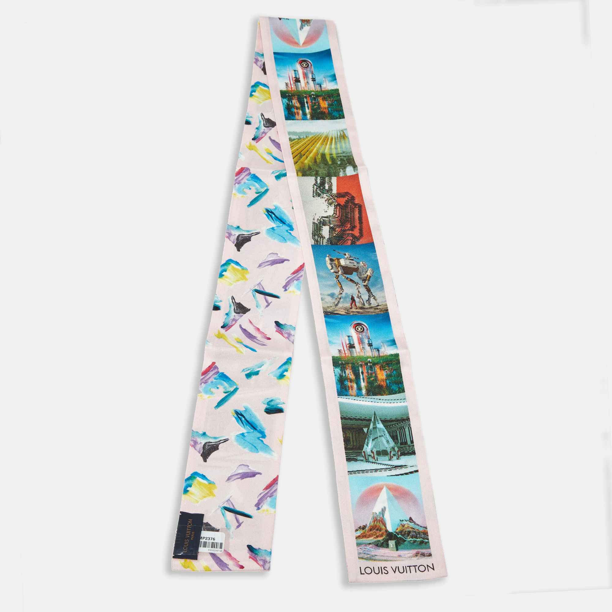 

Louis Vuitton Pink Splash Limited Edition Rose de Nicolas Ghesquière Silk Bandeau Scarf