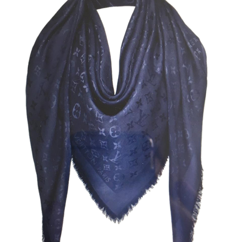 LOUIS VUITTON monogram silk and woolen electric blue shawl  Loop Generation