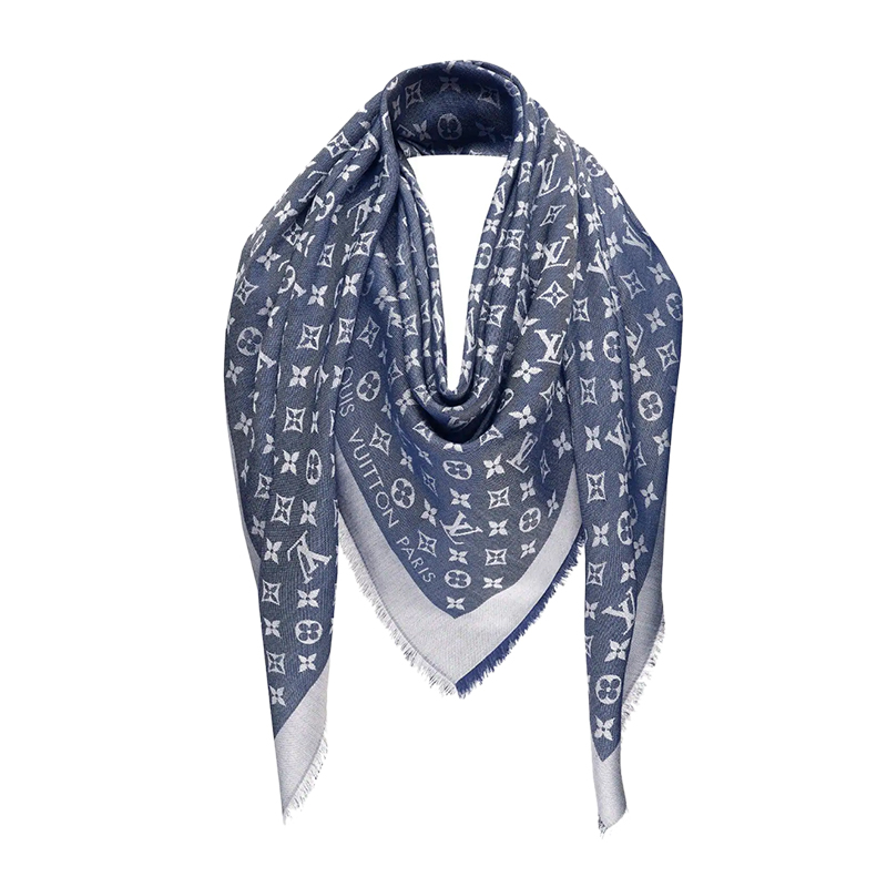 Louis Vuitton Blue Monogram Wool and Silk Shawl Louis Vuitton | TLC