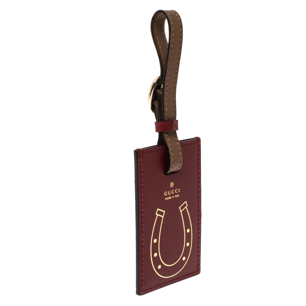 

Gucci Maroon/Brown Leather Luggage Tag, Burgundy