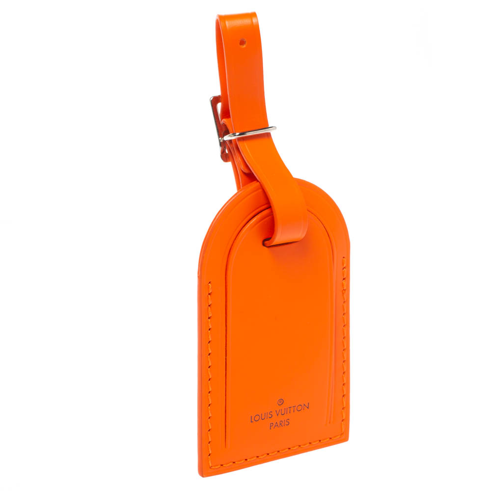 

Louis Vuitton Orange Leather Luggage Tag