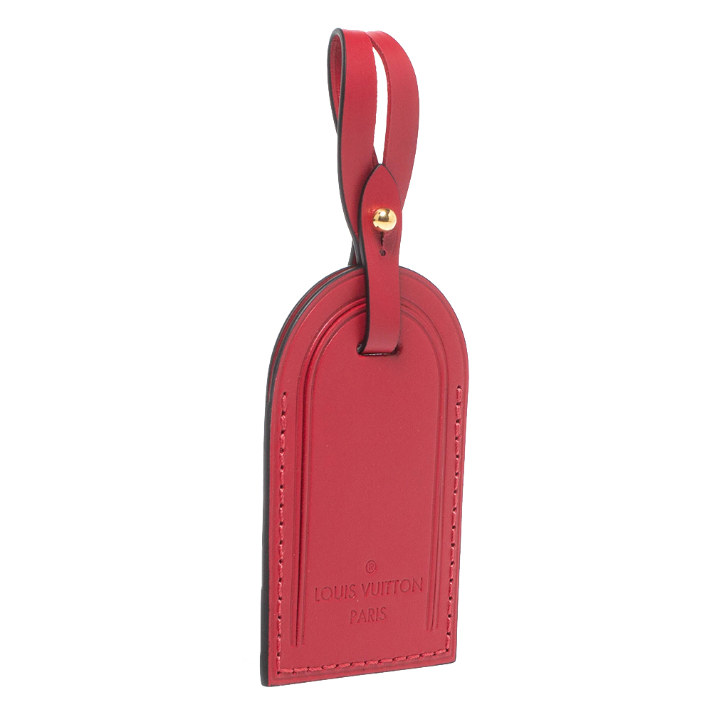 

Louis Vuitton Red Leather Luggage Name Tag