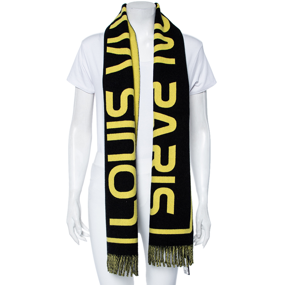 

Louis Vuitton Black & Yellow City Gravity Wool Fringed Muffler