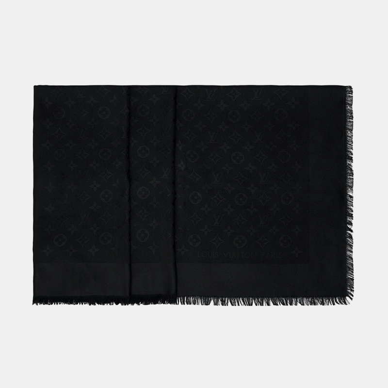 

Louis Vuitton Black Monogram Silk and Wool Shawl