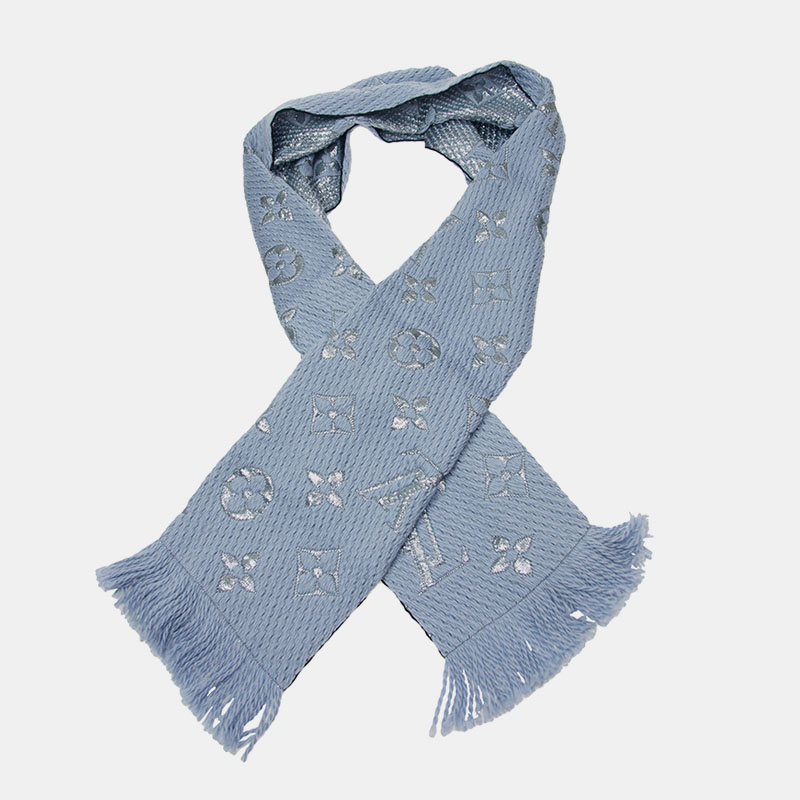Louis Vuitton logomania shine blue scarf Wool ref.173684 - Joli Closet