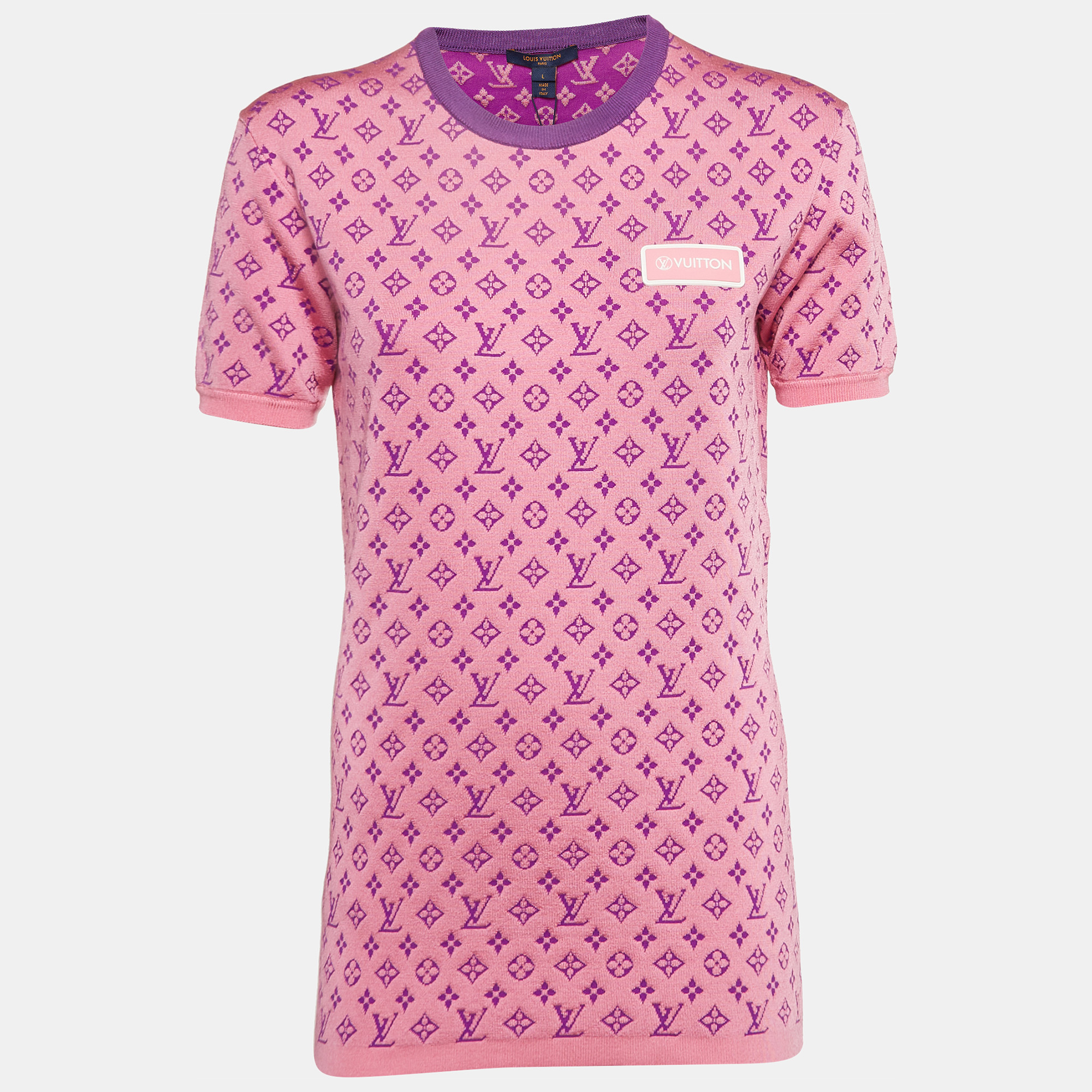 

Louis Vuitton Pink Vuittamins Sporty Jacquard Knit Top L