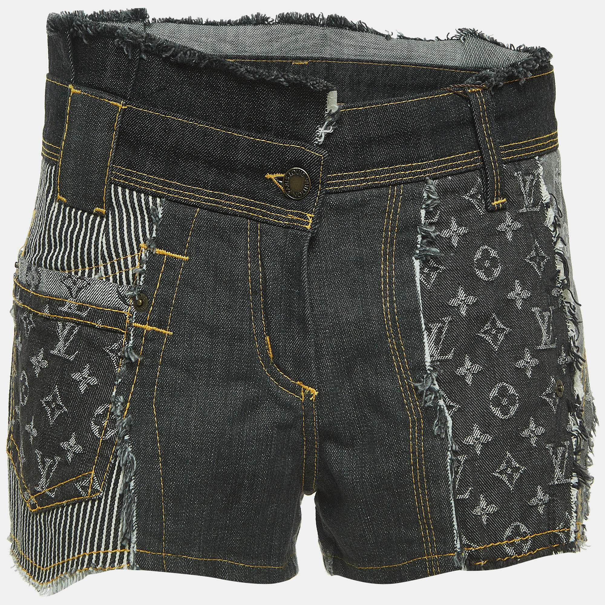 

Louis Vuitton Grey Monogram Denim Patch Work Shorts M