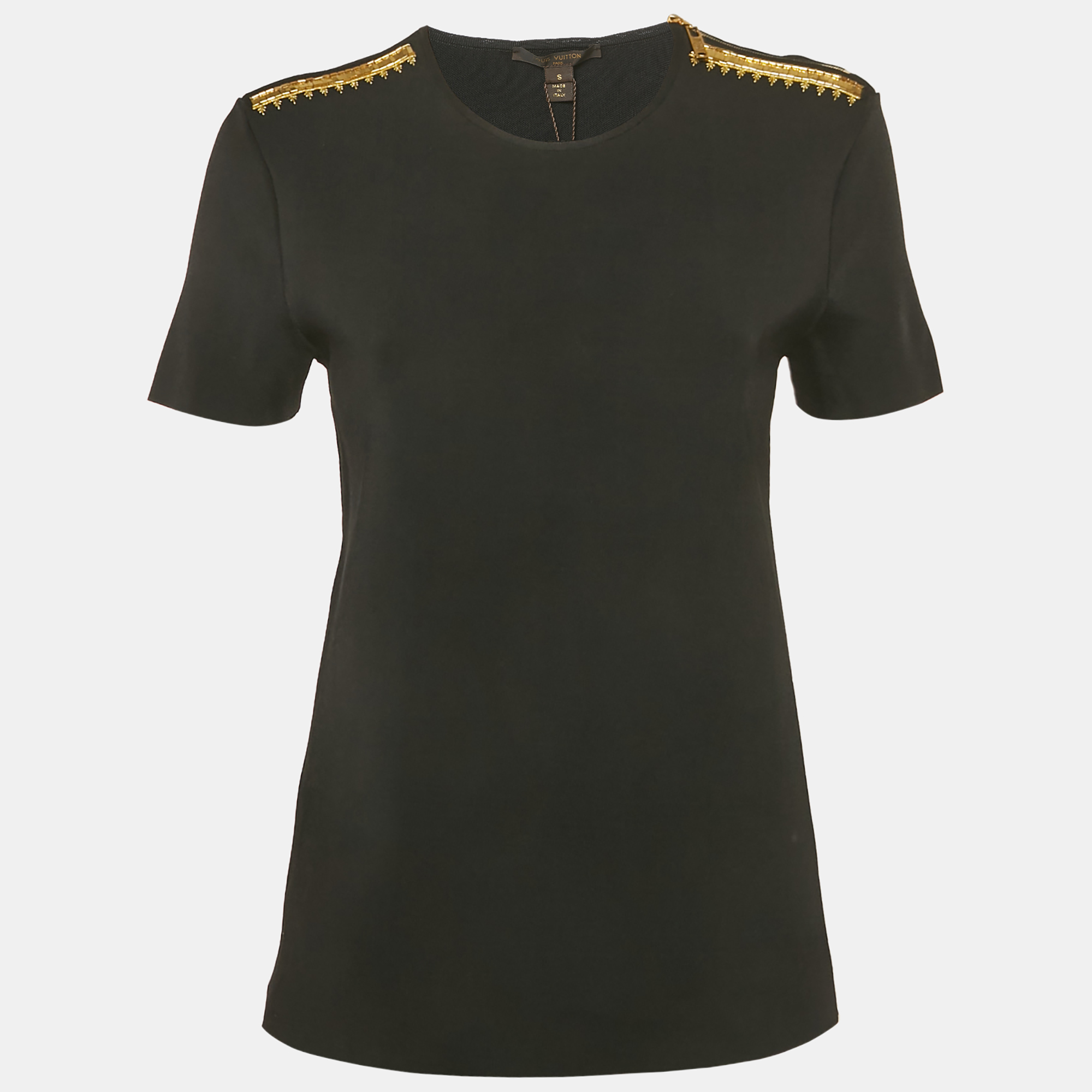 

Louis Vuitton Black Embellished Jersey Top S