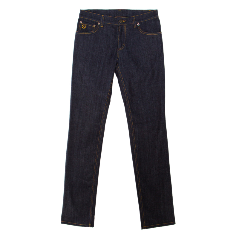 Louis Vuitton Indigo Dark Wash Denim Straight Fit Jeans S