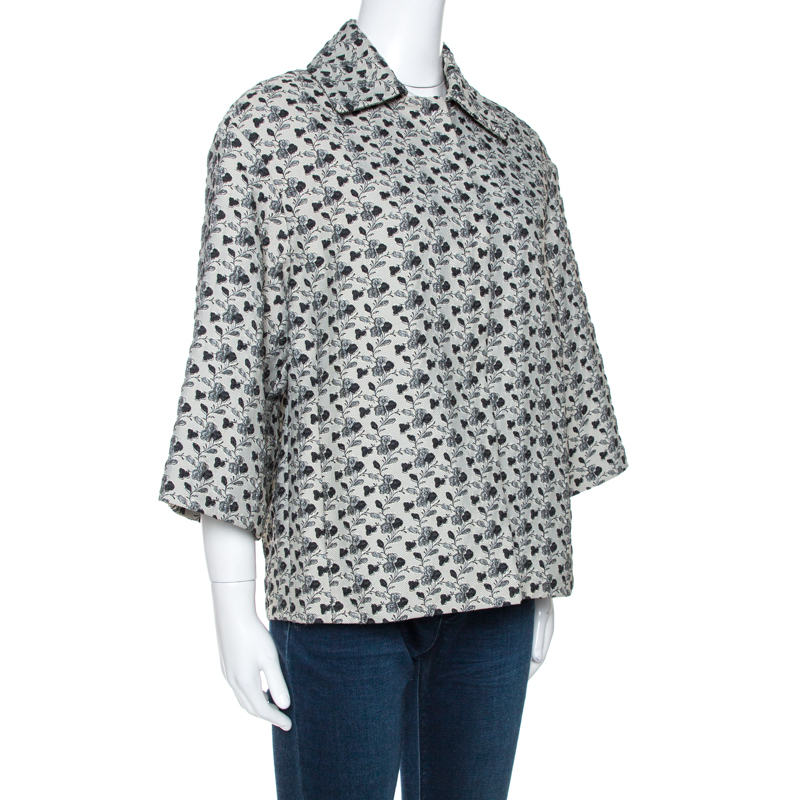 

Louis Vuitton Monochrome Floral Jacquard A Line Jacket, Grey