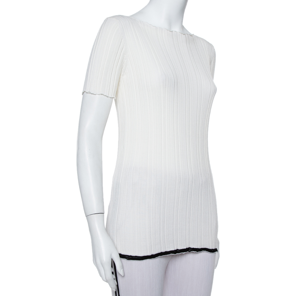 

Louis Vuitton Cream Wool Boat Neck Top