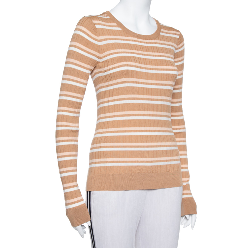 

Louis Vuitton Beige and White Striped Wool Long Sleeve Pullover